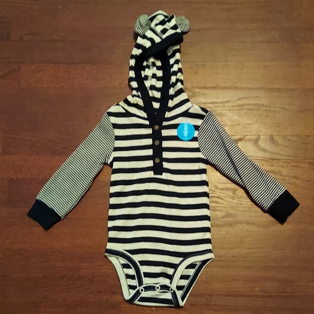 Striped Black and White Kids One Piece
